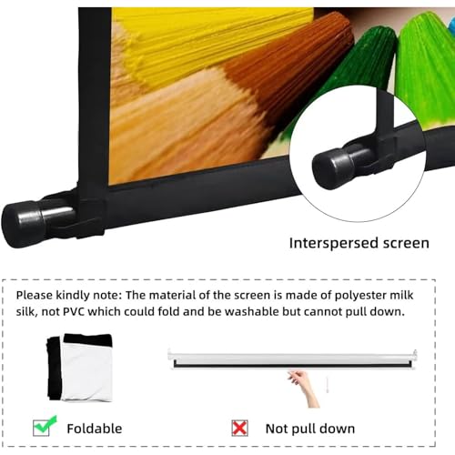 Hcosmy Projector Screen with Stand, Towond 120 inch Indoor Outdoor Projection Screen, Portable 16:9 4K HD Movie Screen with Carry Bag Wrinkle-Free Design for Home Theater Backyard Cinema (265×150cm)