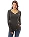 PattyBoutik Women's Hooded Crossover V Neck Trim Tunic (Heather Dark Gray S)