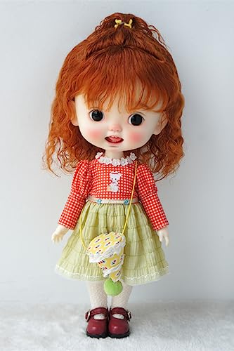 JD745 10-11inch 26-28cm High ponytail shawl micro-curly mohair Doll wig (Carrot)