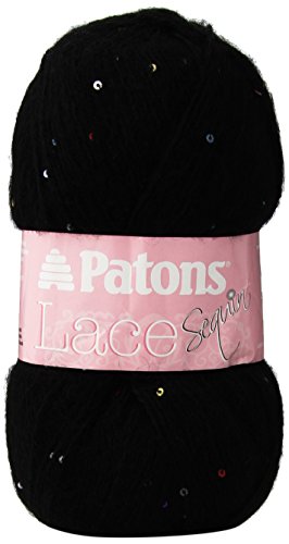Patons 243037-37040 Lace Sequin Yarn, Onyx