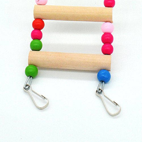 image for Hatisan Pet Bird Parrot Toy, Wooden Ladder Bridge Swings Hanging Ladde