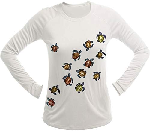 Sea Fear Women's 50+ UPF Long Sleeve Rash Guard Scuba Snorkeling Baby Turtles