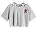 Abetteric Women's Rose Embroidery Short Sleeve T-Shirt Crop Tops