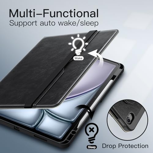 JETech Rotating Case for iPad Air 13 Inch M4/M3/M2 (2026/2025/2024) with Pencil Holder, Folio PU Leather Case 360 Degree Rotation (Black)
