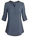 Messic Chiffon Tunic for Ladies, Women Soft Vintage Roll up Chiffon Office Blouse Shirt(X-Large, BlueGray)