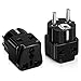 Universal European Schuko Plug, Travel Adapter, iSeekerkit 2Pack 250V/10A Dual Outlet Wall Power Charger Converter Adapter Type E/F USA Plug Kit to Germany,France,Schuko,Russia, Denmark,Iceland-Black