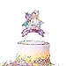 Jojo Unicorn Bow Cake Topper Birthday Party Decoration Toppers - Purple Pink Starry Sky Shape