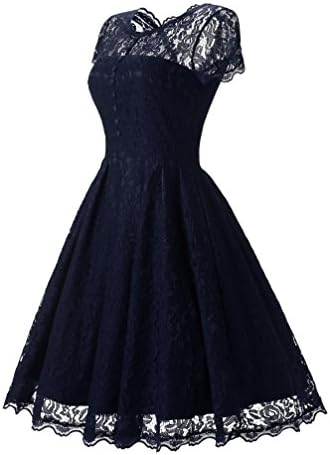 BEJG Women's Short 2017 Cap Sleeve Lace Prom Dresses Formal Retro Vintage Swing Party Cocktail Dresses Navy blue S-XXL