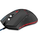 Senlleo Gaming Mouse, Precision Optical Wired Mouse With 3200 Adjustable DPI With 6 Programmable Buttons And 4 Color Changing LED Lights, Ergonomic Gaming Mouse for Computer Laptop PC Mac - Black