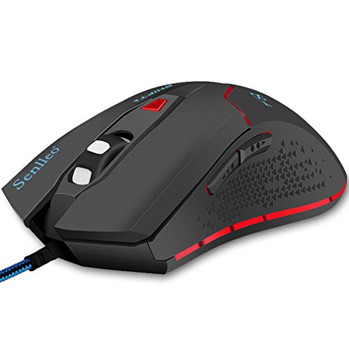 Senlleo Gaming Mouse, Precision Optical Wired Mouse With 3200 Adjustable DPI With 6 Programmable Buttons And 4 Color Changing LED Lights, Ergonomic Gaming Mouse for Computer Laptop PC Mac - Black Senlleo Gaming Mouse, Precision Optical Wired Mouse With 3200 Adjustable DPI With 6 Programmable Buttons And 4 Color Changing LED Lights, Ergonomic Gaming Mouse for Computer Laptop PC Mac - Black