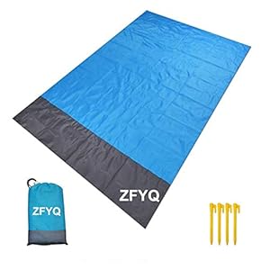 ZFYQ Kampeerdekens, 200 x 140 cm, zandbestendig, draagbaar, Picknickkleden met 4 vaste haringen voor picknick, strand…