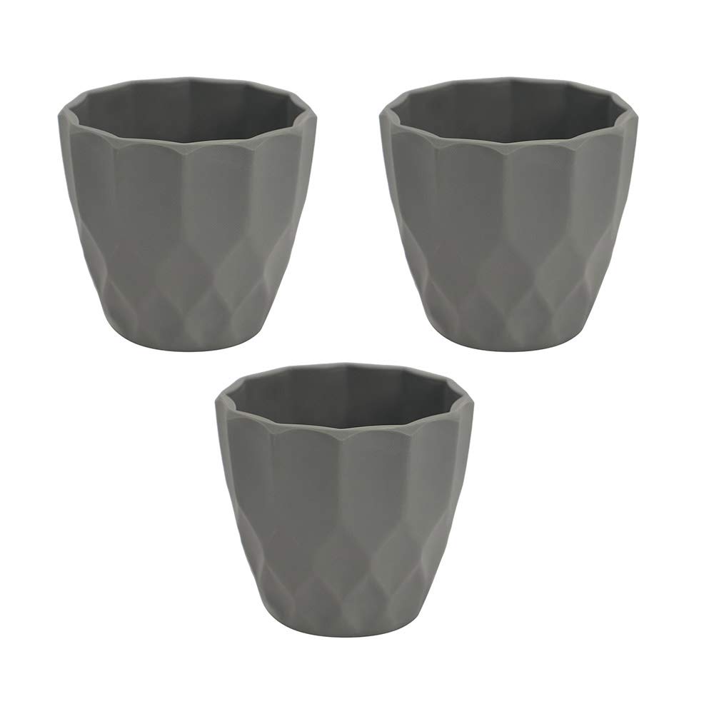 YATAI Gray Plastic Pots For Plants & Flowers Garden Plant Container for Cactus Succulents Orchid Flowers House Plants Herbs Foliage Plant Seed Nursery Décor Garden Plant Container (3)