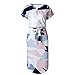 Poptem Womens Summer Casual V-Neck Geometric Pattern Belted Midi Pencil Dresses White Medium