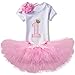 NNJXD Girl Newborn 1st Birthday 3 Pcs Outfits Romper+Tutu Dress+Headband