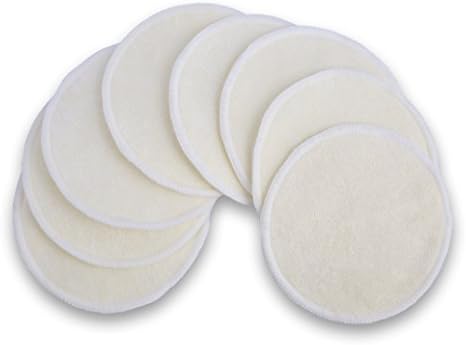 Cleanbear 3 Layers Super Soft Washable Nursing Pad Breast Pads Set, 8 Pack 4 Pairs with A Portable Bag and A Washbag, 5 Inches in Diameter, Cream Color.