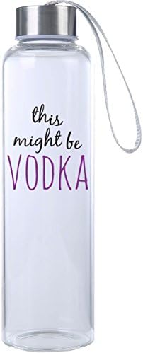 Mad 2 Order Inspirational Fitness Water Bottle, Workout Glass Bottle, BPA Free, Glass, Laugh Everywhere With This 20 oz. Trendy Water Bottle! (This might be VODKA Purple)
