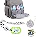Dodo Babies Diaper Bag Backpack Set - Insulated & Waterproof Pockets - Plus Two Pacifier Clips, Binky Case & Stroller Straps (Teal/Grey)