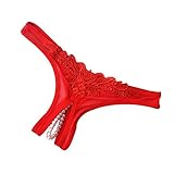 Potato001 Women’s Sexy Lace Thongs G-String V-String Panties Knickers Lingerie Underwear (Red)