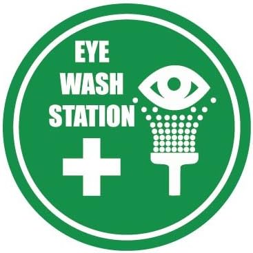 500mm Diameter, Eye Wash Station Floor Sticker Graphic - Pack of 10 Heavy Duty Safety Floor Stickers (R11 Rated)