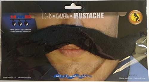 Mens Jumbo Black Moustache Halloween Costume Accessory