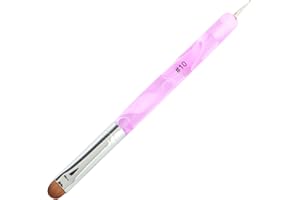 MOND'SUB French Manicure Brush -Two Way Nail Art Brush with Dotting Manicure Tool for Manicure Cuticle Clean Up Nail Art Design- Professional Nail Salon Quality Brush, Nail Dotting Pen (10#, Pink)