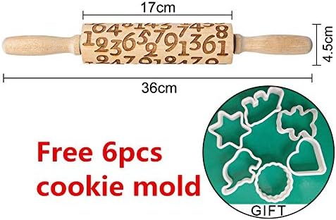 Rolling Pins And Pastry Boards | Christmas Embossing Rolling Pin 35cm Various Patterns Baking Cookies Biscuit Cake Dough Engraved Wood Roller Reindeer Snowflake |Cookie Cutter | By ALILA