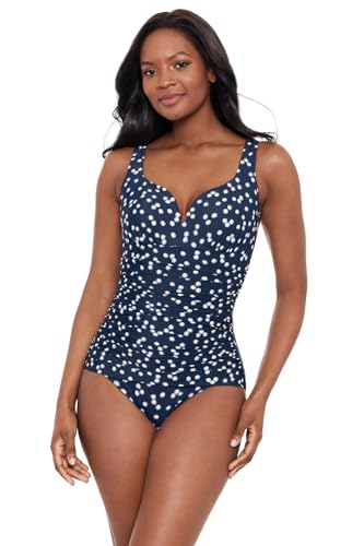 Miraclesuit Women's Swimwear Luminare Cherie Soft Cup Tummy Control One Piece Swimsuit, Midnight, 08 at Amazon