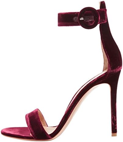 Juoar Womens Shoes Ankle Strap High Heel Sandals Open Toe Buckle Party Prom Strappy Size for Dress Suede Purple US 7