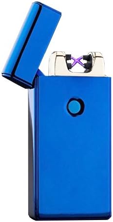 LightStrong USB Lighter in Innovative Design, Dual Arc, USB Rechargeable, Windproof, USB Cable Included, Elegant Gift Box[Blue]