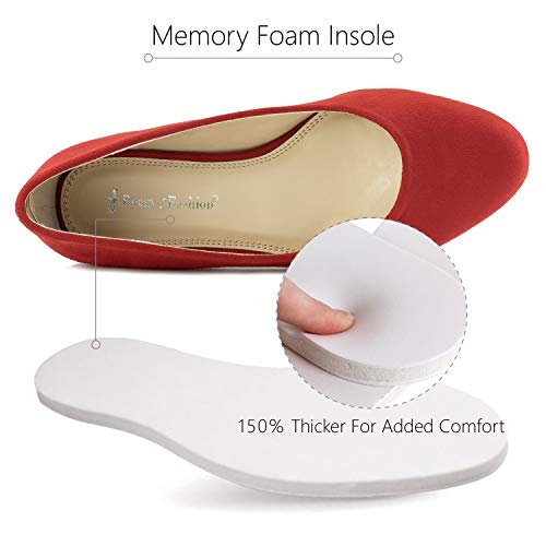 Women's True Wide Width Low Walking Heel Comfortable Dress Pumps - Plus Size Friendly RED Size.6