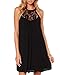 Aolakeke Women's Sleeveless halter Lace Patchwork Loose Casual Mini Chiffon Dress