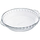 Arcuisine Borosilicate Glass Pie Dish w/handles 8.65 Inches (22 Centimeter) 1.1 Liter