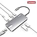 Lenovo USB C Hub, 6 in 1 Type C Adapter with Ethernet Port, 4K USB C to HDMI, USB C Power Delivery, 2 USB 3.0 Ports, 1 USB 2.0 Port Compatible for USB C Devices