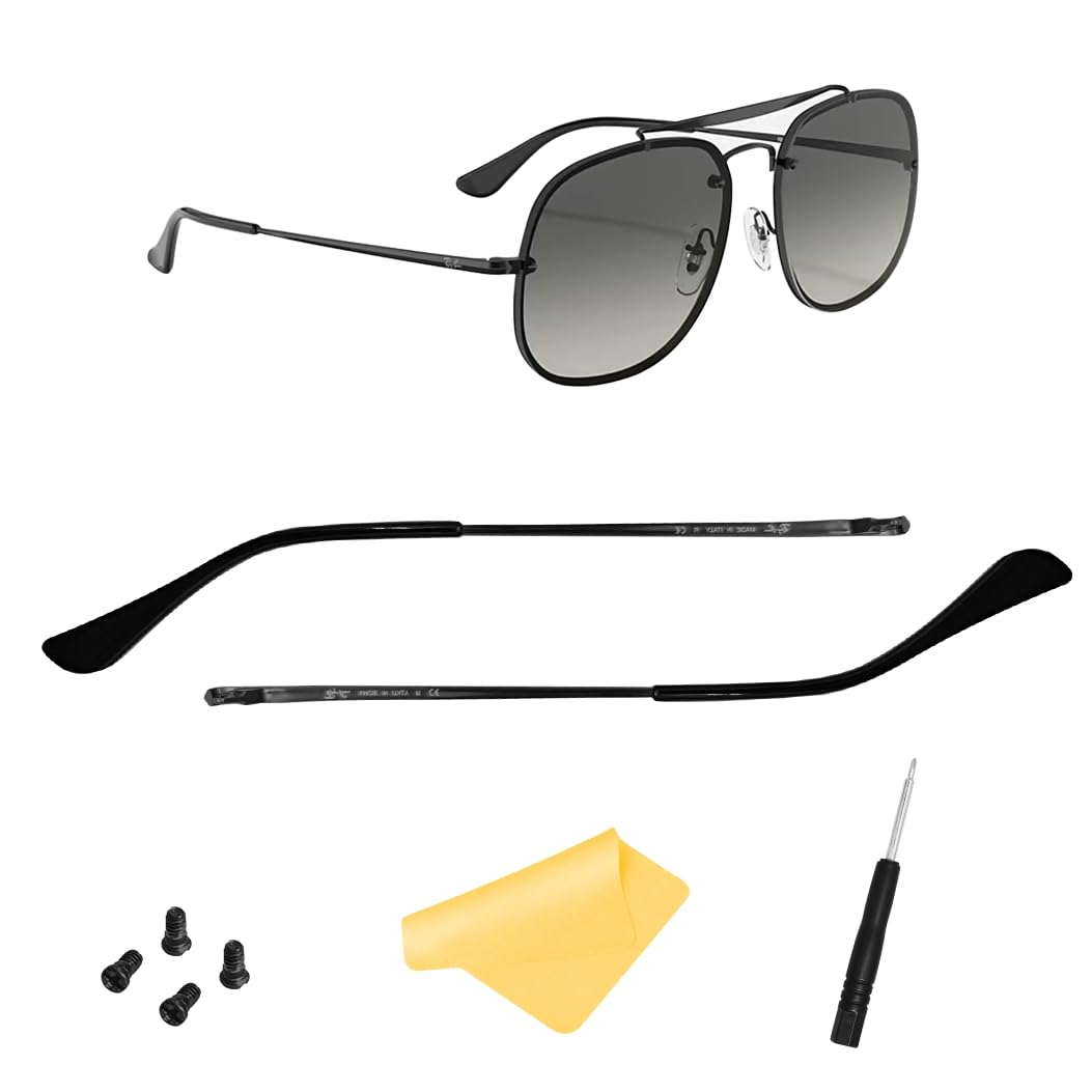 Photo 1 of HiCycle2 Replacement Temple Arms for Ray ban RB3561 RB6448 RB3648 RB7140 Sunglasses,with 4 Screws,1 Screwdriver. (Black+Black)