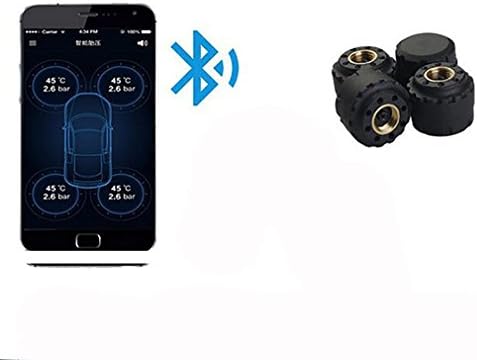 LPY-Tire Pressure Monitor System, Wireless Bluetooth Tyre Pressure Temperature Gauge Accurate Detection Monitoring Alarm with 4 External Sensors APP Applies to Android&amp; Phones