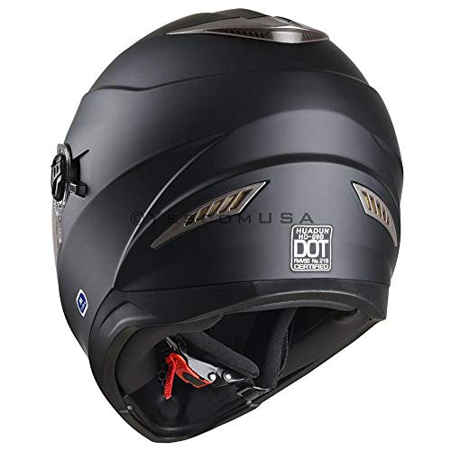 LeeMas Inc DOT Approved Motorcycle Full Face Helmet Double Visors ABS Air Vent Lightweight Motorbike Touring Sports (Size L, Matte Black) - Thumbnail 4