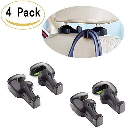 Headrest Hooks, SLITA Universal Car Vehicle Back Seat Headrest Organizer Hanger Holder Hook for Bag Purse Cloth Grocery 4-Pack