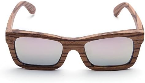 LynHee Bamboo Wood Wooden Polarized Sunglasses Natural Light Floating Frames, Wood Case (Zebrawood Frame, Pink)