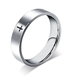 Stainless Steel Cross Ring for Mens Womens Christian Jesus Christ Lord Prayer Silver