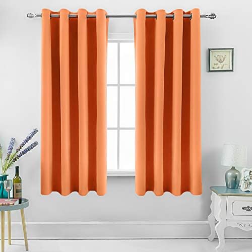 MEMIAS 2 Panels Blackout Microfiber Noise Reducing Thermal Insulated Grommet Window Room Darkening Curtains for Living, Bedroom, Kids Room, Each Panel, 52" W x 63" L, Caramel