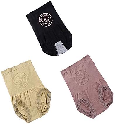 Seamless High Waist Lace Lace Ladies Briefs Shrink Belly Pull Hips Magnetic Briefs(3 Packs)