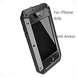 iPhone 4 Case, iPhone 4S Case, Ambox Waterproof Shockproof Dust/Dirt Proof Aluminum Metal Military Heavy Duty Protection Cover Case for Apple iPhone 4 4S (Black/Black/Black)