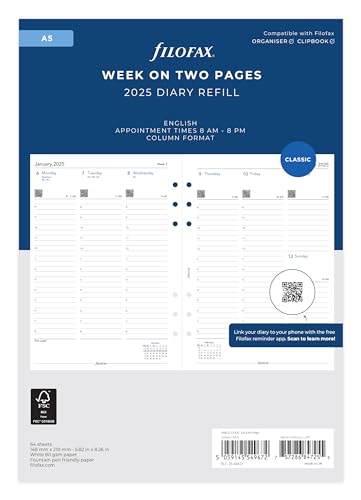 A5 Week on two pages English column format 2025