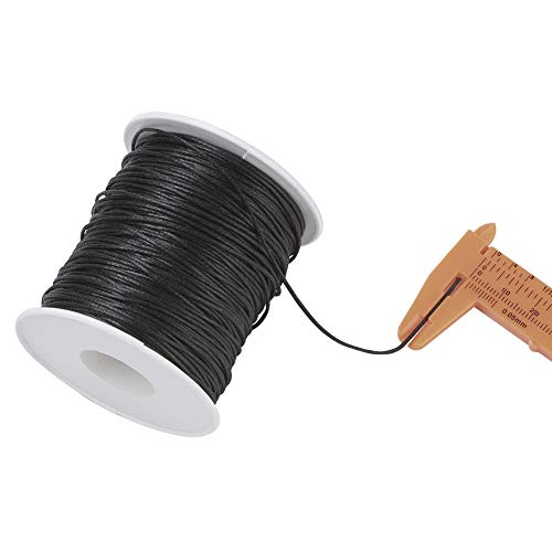 Craftdady 100 Yards 1mm Waxed Cotton Cord Macrame Bracelet Necklace Jewelry Making Waxed Beading Thread String (Black)