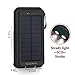 Solar Charger Solar Power Bank 20000mAh Waterproof Portable External Backup Outdoor Cell Phone Battery Charger with Dual LED Flashlights Solar Panel for iPhone Android Cellphones (Black)