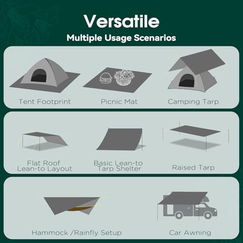 JAICOM Tarp – Ultralight Tent Tarp, Camping Ground Mat for 2 People, Tear-resistant, Waterproof, Ideal for Camping, Hiking, Beach, Picnic, Shady Patio
