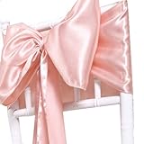 mds Pack of 50 Satin Chair Sashes Bow sash for Wedding and Events Supplies Party Decoration Chair Cover sash - Blush Pink