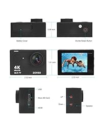 Cámara de acción, zonko 4 K Ultra HD Wifi Cámara Deporte, 12 MP 170 Grados Lente Gran Angular, 30 m cámara impermeable para buceo, snorkel, incluyen 19 accesorios Kit