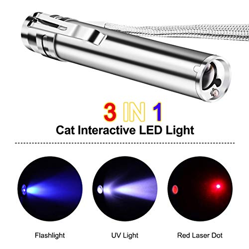 Meilostk Cat Interactive Toy Wand, USB Rechargeable Training Tool with Moon White Led Flashlight and - //medicalbooks.filipinodoctors.org