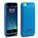 iPhone 5S / 5 Battery Case Charger Protective Rechargeable External Charging Case 2200 Mah for iPhone SE/5S/5/5C Slim Portable Backup Case Blue by Kujian